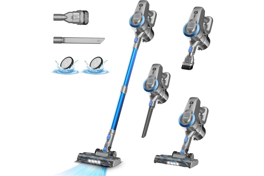 Wireless Vacuum Cleaner, 25KPa/50Min Cordless Electric Broom, Tangle Free Self-Standing Brush, Ultra-Light Cordless Vacuum Cleaner, Powerful Vacuum Cleaner for Floors/Carpets/Animal Hair