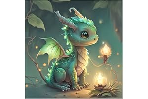 Fiorky 5D DIY Full Round Drill Diamond Kit Malerei Kunst, 5D Diamant Painting Bilder Erwachsene, Pterosaur Dragon Kit Home Decoration Art Craft 30x30cm