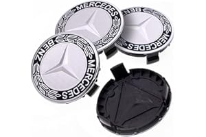 VICYOL S&D 4X Cache-moyeux pour Jantes de 75 mm. Enjoliveurs pour Roues. Emblème Décoratif pour Voiture. Badge en Plastique ABS, Étanche. Couleur Noir Métallisé et Argent. Modèle A171 400 00 25