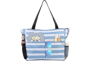 TAHAVICE Bolsas de playa para mujer, bolsas de playa grandes impermeables con cremallera, bolsa de piscina para viajes, vacaciones, Talla única