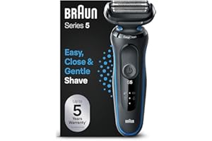 Braun Series 5 Afeitadora Eléctrica Hombre, Máquina de Afeitar Barba EasyClean, Uso En Seco Y En Mojado, Recargable, Inalámbrica, 51-B1000s, Azul