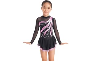 Agoky Vestido de Danza Ballet para Niña Maillot Leotardo Manga Larga de Gimnasia Rítmica Maillot de Patinaje Artístico Competición Disfraz de Baile 4-16 Años