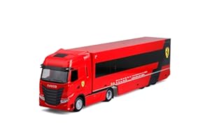BBURAGO Iveco S-Way 570 Racing con Ferrari SF-24#16 Leclerc, Set Diecast in Scala 1:43, Bisarca Dettagliata con Auto F1, Licenze Ufficiali Ferrari e Iveco, Età Consigliata 3+ Anni