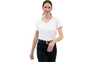 Sepiia Camiseta para Mujer sin Plancha, Antiarrugas, repele Las Manchas, sin Manchas de Sudor, antiolor, Transpirable, Camiseta Escote Pico de Manga Corta