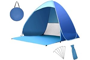 Teenza Tente de Plage Pop-up instantanée en Plein air, Tente de Plage Portable, Automatique, étanche, Facile à Installer, Convient pour la Famille, Le Pique-Nique, Le Camping (Bleu)