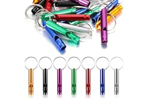 NTRUXZP Supervivencia de Aleación de Aluminio,21 Piezas Silbato de Sluminio Extra fFuerte con Llavero para Senderismo Acampada Alpinismo y Deportes Exteriores Silbato de Supervivencia de Aleación