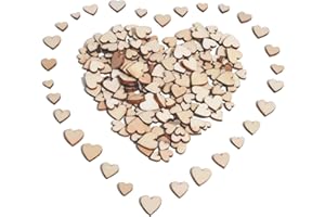 ‎CUWELT CUWELT 600 Stück Mini Holzherzen, Gemischt Kleine Holz Herzen 6/8/10/12mm, Verschönerungen Herz Holzscheiben Deko zum Basteln für Hochzeit DIY Handwerk Verzierungen Tischdeko Streudeko