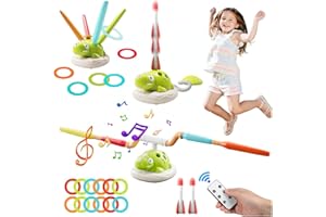 KSSVZZ 3 en 1 Fuera Juguetes Niños, Salto Musical, Toss Ring Game Toys, Cohete Juguete Lanzador para Niños, Dinosaurios Deportes y Juguetes al Aire Libre para 3 4 5 6 7 8 9 10 11 año Juegos Jardin para Niñas
