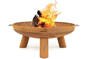 MaxxGarden Braciere – per il giardino – Ø 60 cm – braciere rotondo per esterni – braciere da giardino – in acciaio corten – con griglia – per carbone – colore ruggine