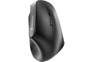 CHERRY MW 4500, Souris Verticale Ergonomique pour Droitiers, Sans Fil (radio 2,4 GHz), Résolution Réglable sur 3 Niveaux Jusqu'à 1200 Dpi, Piles, Noir