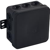 ORNO JB-13802 Waterproof Box Connection Box IP54 12 Cable Entries 75x75x41mm (Black)