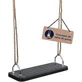 HUDORA Black Table Swing &ndash; Rubber Swing Seat &ndash; T&Uuml;V Rheinland/GS Certified with Height Adjustable Ropes &ndash; for Children &amp; Adult