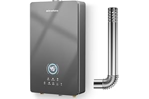 BreeRainz 16LPM Gas Durchlauferhitzer,32KW Propangas Durchlauferhitzer mit 5 Betriebsarten, LED-Touchscreen-Knöpfen,220V-Frostschutzstecker,Betrieb mit Propan Butan