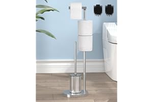 ‎AWMNSRMAN AwmnSrman Klopapierhalter Stehend mit Klobürste - Toilettenpapierhalter mit WC Bürste, 2 Verwendungsmöglichkeiten, 4 Rollen Papier und EIN Ersatzbürstenkopf, Maße: 72 x 21 x 21 cm