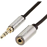 Amazon Basics Hilfs Stereo-Audio-Verlängerungskabel für Stecker und Buchse, 3,5 mm, 7.6 m, Schwarz, 1er-Pack