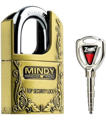 Mindy Locker Lock with Keys Zinc Alloy Padlock, 1-Pack, AF4