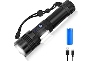 LALALUYE Lampe Torche Led Ultra Puissante, 30000 Lumen Lampe De Poche, Lampe Torche Rechargeable USB, XHP160 Lampe Tactique en Aluminium, IPX6 Étanche Lampe Tactique Torchespour Camping Randonnée