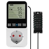 230V Temperature and Humidity Regulator with Probe - Digital Thermostat with Plug, Timer, Alarm and Controller for Greenhouse