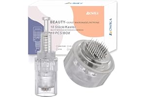BOWKA aghi derma pen 10pcs 36 aghi micro needling Derma roller Needles di ricambio punte Cartuccia Slot Threaded Lunghezza dell'ago regolabile per Auto Derma Electric Pen, 36 aghi