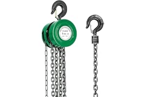 Palan à chaîne manuel avec crochet robuste STANEW, hauteur de levage 6,0 m, vert,Double-Chaîne de Charge,G80,Crochet de levage avec sécurité (1 Tonne 6,0 m)