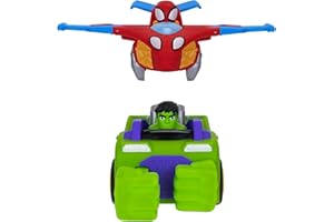 JAZWARES SPIDEY AND HIS AMAZING FRIENDS MARVEL Team Up Tank - Combining 6-Inch Hulk Smash Tank and 4-Inch Spidey Glider Jet
