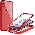 JETech Case for iPhone XR 6.1-Inch with Built-in Anti-Scratch Screen Protector, 360 Degree Full Body Rugged Phone Cover Clear-Back (Red)