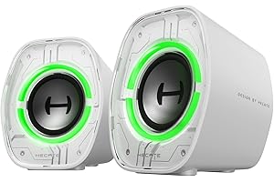 Edifier G1000 II Enceinte PC Gamer de Bureau: Haut-Parleur Large Bande 2.5" et Basses Améliorées, RGB Dynamique, Modes Jeu/Musique/Film, Bluetooth/USB-C/AUX, Enceintes pour PC, PS5, Switch - Blanc