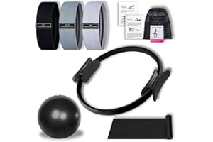 FACITY Kit Pilates & yoga – Anneau de Pilates, Mini Balle, 3 Bandes de musculation, Élastique Résistance – Accessoires Fitness Femme/Homme, Renforcement, Sport maison, Matériel Polyvalent Tous Niveaux