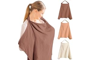 Tablier Allaitement FaJoek Couverture d'Allaitement en Coton 75 * 95cm, Tablier d'Allaitement avec Bretelles Réglables, Douce et Respirante Écharpe d'Allaitement pour Bébé (Datte Rouge)