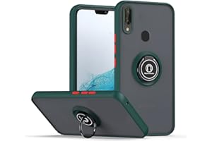 JIEZUIMEI Funda para Huawei P20 Lite Carcasa, Ultra Delgado Mate Translúcido Antigolpes Dura PC + Suave Silicona TPU Bumper Estuche Case con 360 Grados Anillo iman Soporte Verde Oscuro
