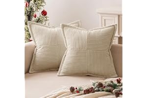 MIULEE 2er Set Kordsamt Weihnachten Kissenbezüge Samtkissen Weich Dekokissen Dekorativ Kissenbezug Modern Kissenhülle Sofakissen Zierkissen Couchkissen für Wohnzimmer Schlafzimmer Creme 40x40 cm