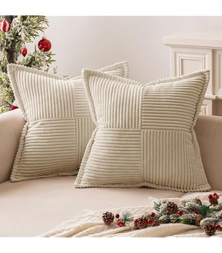 Chenille Kissenbezüge 55x55 Cm Senfgelb – 2er Set, Weich & Gemütlich Für Sofa, Couch Oder Bett