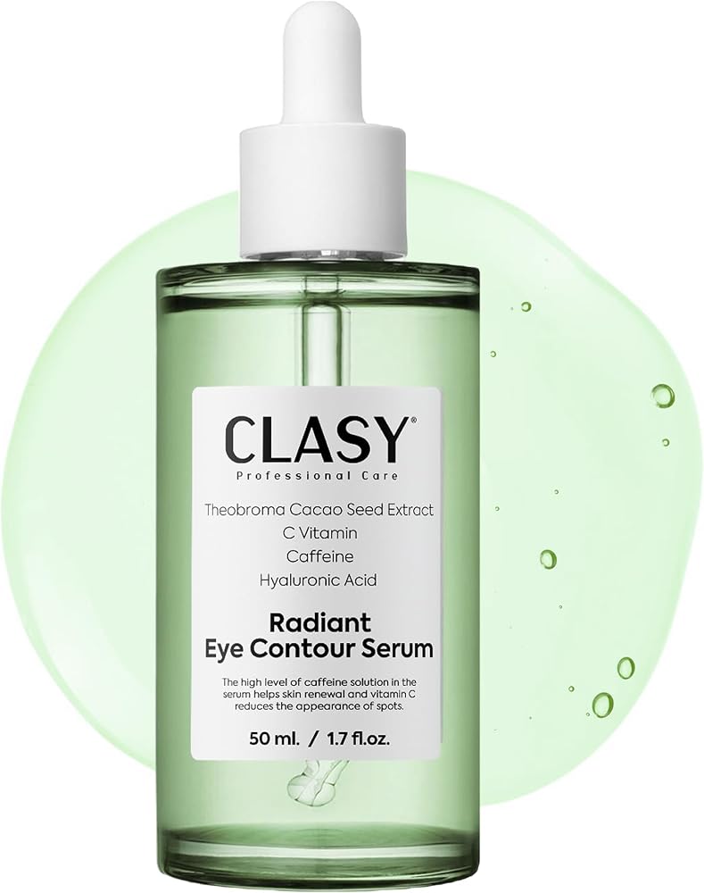 CLASYCARE Radiant Göz Çevresi Serumu – Kafein Göz Serumu – Hyaluronik Asit ve C Vitamini ile Göz Altı Morlukları, Şişlik ve İnce Çizgilere Karşı Etkili – Tüm Cilt Tipleri İçin, 50 ml