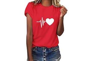 heekpek Camisetas Mujer Verano Manga Corta Casual Camiseta Holgada Estampado con Amor y Smile T-Shirt Mujer Multicolor Short Sleeve Shirt