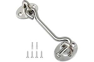 TOPYWMSP Hook and Eye Latch 1Pcs 4 Inch Stainless Steel Cabin Hook for Door,Gate,Window(100mm)