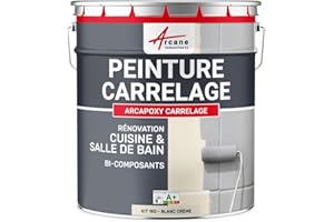 ARCANE INDUSTRIES Peinture carrelage Cuisine & Salle de Bain, résine bi-composante : Arcapoxy carrelage - 1 kg (jusqu'à 10 m² en 2 Couches) Blanc Crème - RAL 9001