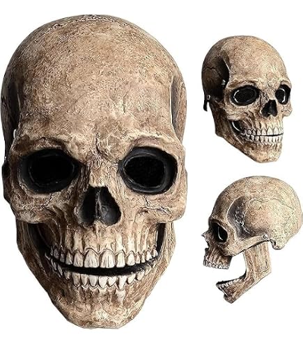 Horror-Shop Totenschädel Maske Deluxe – Mit Beweglichem Kiefer, Aus Latex, Handbemalt, Für Halloween & Partys