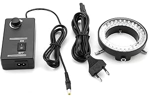 OUMEFAR Luce Ad Anello per Microscopio a LED 3,5 W, Microscopi Illuminatore a LED Lampada Ad Anello Regolabile con Luminosità Luce di Illuminazione 100‑240 V(Regolamenti europei)