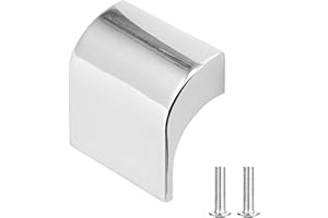 Decoranddecor Amory Curved Square Knob Pull Handle for Cupboard Cabinet - Zinc 32mm Hole Centre (Polished Chrome, 1 Pack)