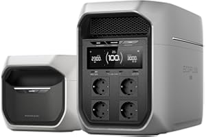 EF EcoFlow DELTA 3 Max Plus avec Batterie supplémentaire, batterie LFP 4096 Wh, sortie CA 3 000 W, prête à l'emploi, secours extensible pour camping, urgences à la maison, mobile homes et camping-car