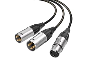 TISINO XLR-Splitterkabel, 1 XLR-Buchse auf 2 XLR-Stecker, Patch-Y-Kabel, symmetrisches Mikrofon, Splitterkabel, Audio-Adapter, 30 cm