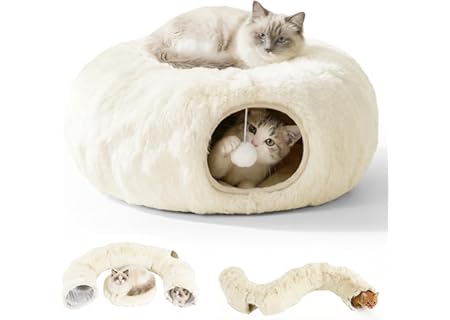 Katttunnel, XXL katttunnel stora katter med sovplats och säng, mjuk, med två ingångar kattgrotta och - Amazon Deal & Rabatt