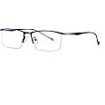 Blue Light Blocking Computer Gaming Glasses for Men Half-Rim Metal Eyewear Frame + Case, Anti-Glare Anti-Eyestrain Anti-Fatigue