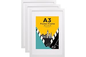 EGOFINE A3 Frames White Set of 3 - Wooden Picture Frames Matted for A4, A3 Photo Frames with Acrylic Glass Front for Wall Mounting, 29.7 X 42 cm Poster Frames for Portrait, Printing