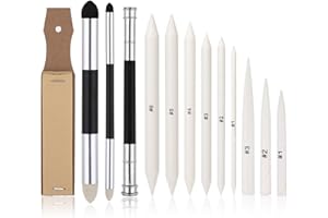 VIN BEAUTY 13PCS Blending Stump, Art Blenders with Blending Sponge Pens and Sandpaper Pencil Sharpener Blending Sticks for Drawing, Paper Art Blenders for Artist Painting Enthusiast Charcoal Sketch Drawing
