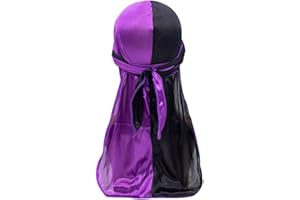 TREER-SHOP Treer Hombres Mujers Durag de Seda con Cola Larga, Sedoso y Suave Hip Hop Turbante Bicolor para Danza Callejera, Ciclismo al Aire Libre y Decoración Diaria