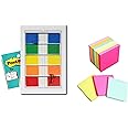 Post-it Flags - Pack of 5 & Post-it Color Notes(3"x3") - Pack of 3 (3x100 Sheets, Colors May Vary)