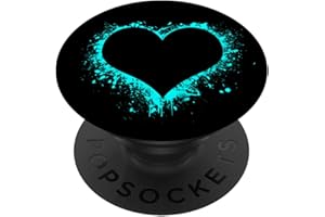 SCHÖNER FINGERHALTER COOL AM HANDY JUNGS & MÄDCHEN PopSocket PopGrip: Herz Heart Love Liebe Hertz Schwarz Türkis black turquoise Ausziehbarer Sockel und Griff für Handys/Tablets mit Tauschbarem Top