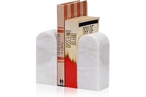 Koville African Natural Marble Bookends for Shelves, Decorative Book Ends, 7lbs Heavy-Duty Marble Book Holders, Bookshelf Apartment Decor for Normal Books/CD/Video Games(ME-Namib Fantasy)