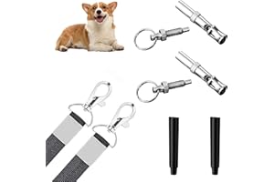 WNV 2Pack Dog Whistle to Stop Dog Barking, Adjustable Ultrasonic Silent Dog Whistle for Recall Dog Training Whistles with Lanyard (No Need to Install)